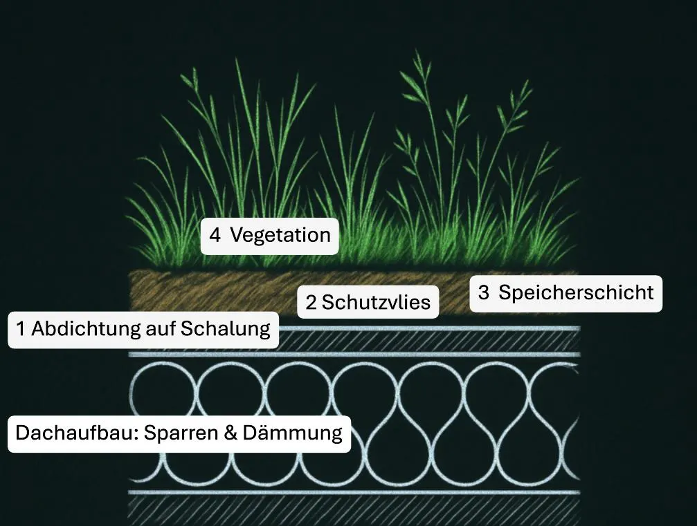 Schichtaufbau Gründach